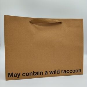 "May Contain a Wild Raccoon" Kraft Gift Bag Oversized 16x6x12 Birthday Funny